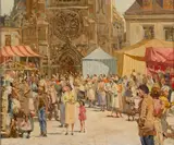 James Le Jeune, MARKET SCENE, BRITTANY, FRANCE