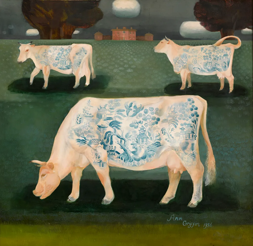 MR SITWELL'S COWS by Ann Griffin-Bernstorff, 1986, oil on canvas, sold Feb 2017