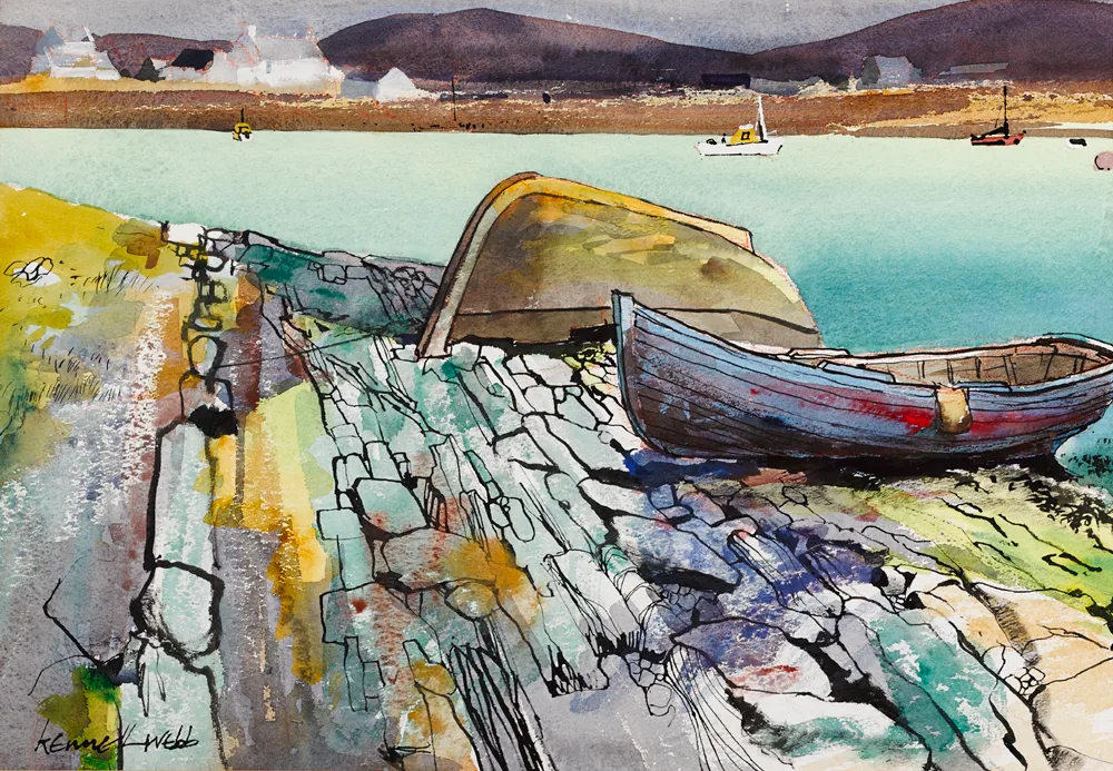 THE DOCK, KINSALE, COUNTY CORK by Kenneth Webb, watercolour and ink, sold Feb 2017