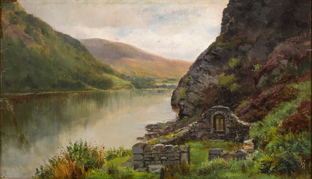 GLENDALOUGH, COUNTY WICKLOW by Alexander Williams, oil on board, sold Feb 2017