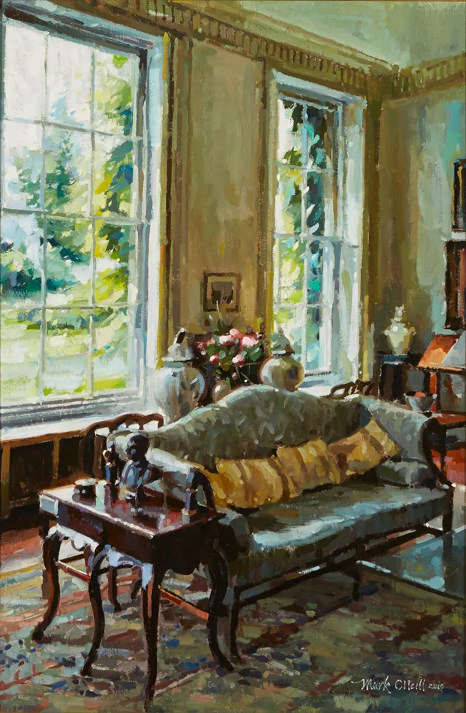 JOHNSON'S DRAWING ROOM by Mark O'Neill, 2010, oil on board, sold Feb 2017