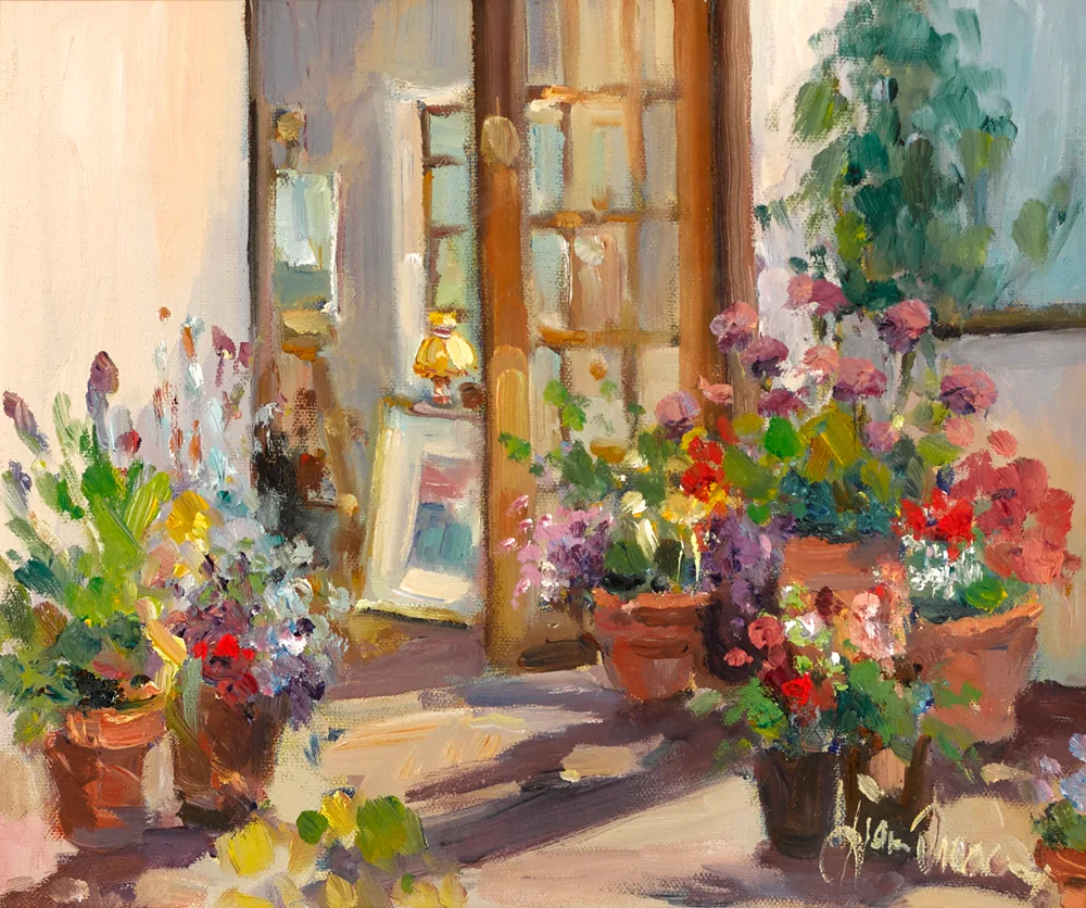BY THE STUDIO DOOR by Liam Treacy, 1991, oil on canvas, sold Feb 2017