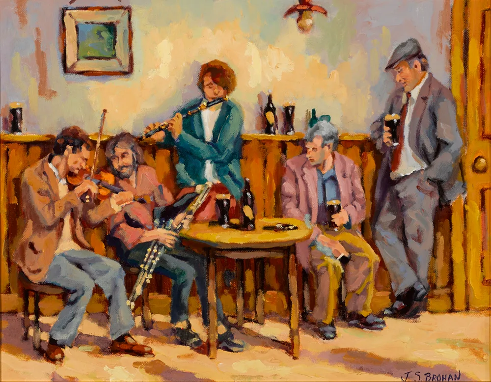 SESSION IN THE PUB by James S. Brohan, oil on board, offered Feb 2017