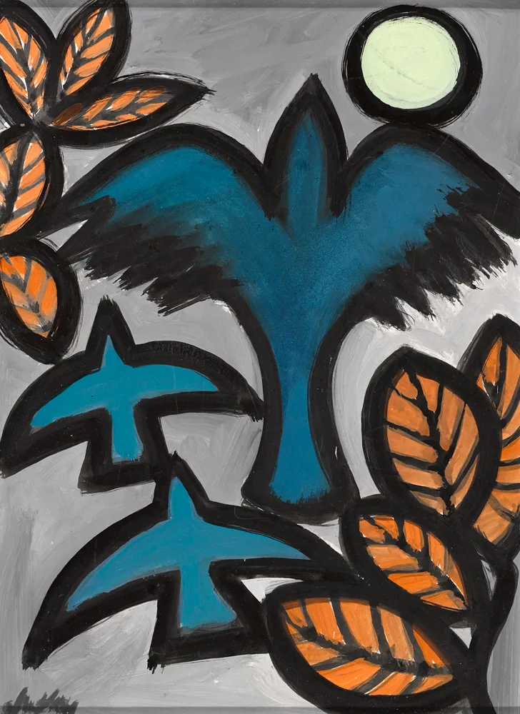 THREE SWIFTS by Markey Robinson, gouache, sold Feb 2017