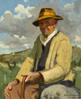 Seán O'Sullivan, FARMER SEATED IN A LANDSCAPE, COUNTY GALWAY