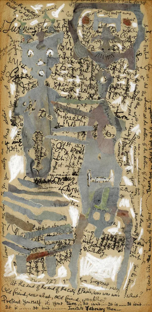 TALKING TOGETHER by Gerard Dillon, ink and pastel with collage element on card, sold Nov 2016