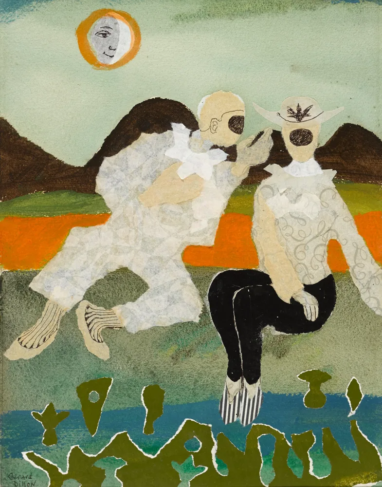 SWEET HEARTS by Gerard Dillon, ink and watercolour with collage on paper, sold Nov 2016