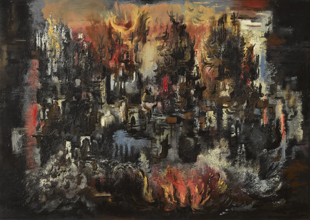 MALAGA by George Campbell, 1955, oil on board, sold Nov 2016