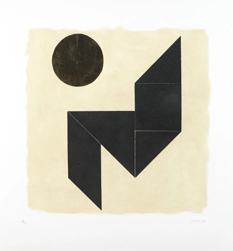 TANGRAM I by Patrick Scott, 2004, carborundum and gold leaf; (no. 48 from edition of 75), sold Nov 2016