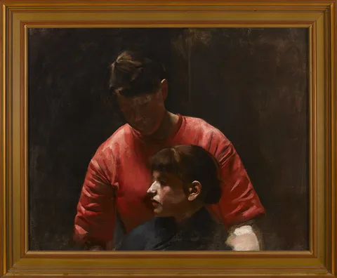Richard Moynan, WOMAN AND YOUNG GIRL, oil on canvas