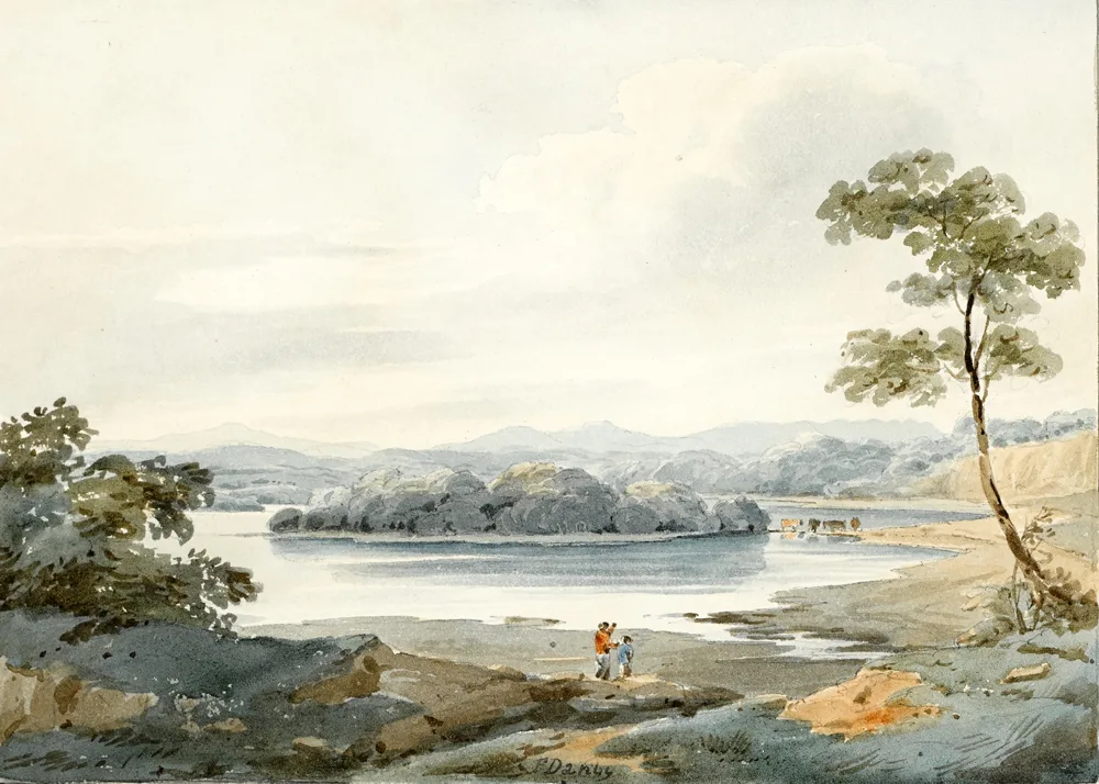 Francis Danby, LAKE WITH ISLAND, watercolour