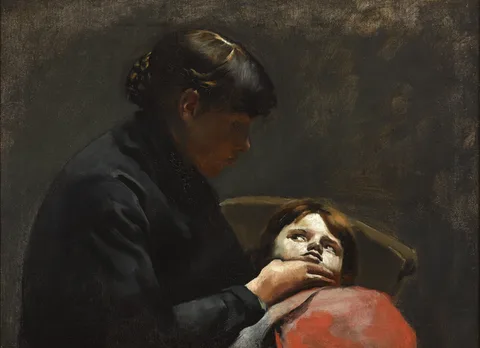Richard Moynan, WOMAN AND CHILD, oil on canvas