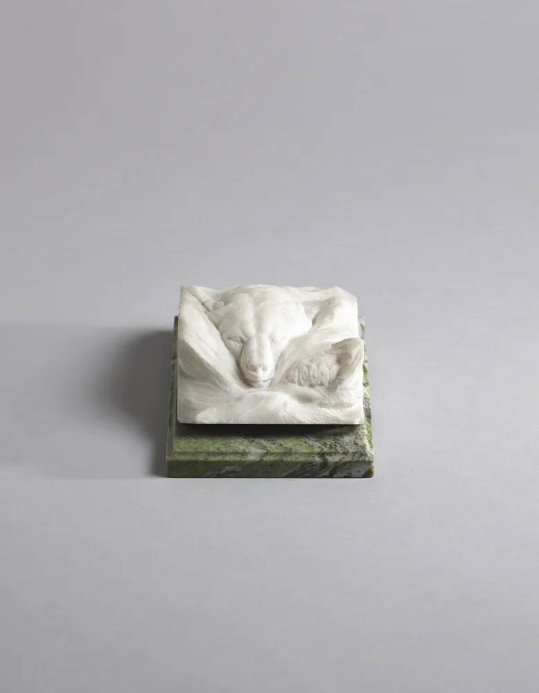POLAR BEAR by George Frederick Morris Harding, 1930, Carrara marble on Connemara marble base, offered Nov 2016