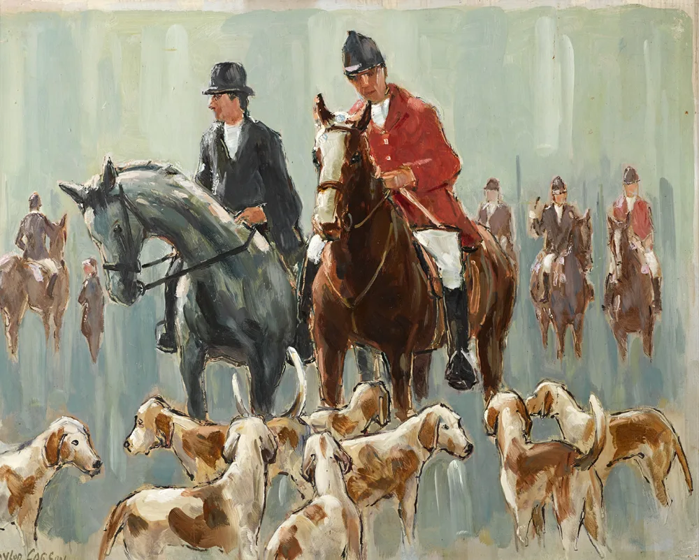 STARTING OFF by Robert Taylor Carson, 1975, oil on board, sold Nov 2016