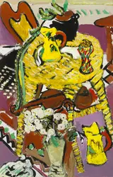 Elizabeth Cope, WICKER CHAIR WITH YELLOW JUG