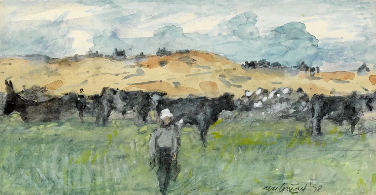 COWS, CONNEMARA by Maurice MacGonigal, 1978, watercolour, sold May 2016