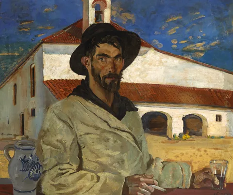 Seán Keating, SALUD, 1924, oil on board; with a second, incomplete self portrait on reverse