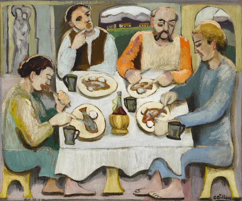 Gerard Dillon, THE FISH EATERS, 1946, oil on board