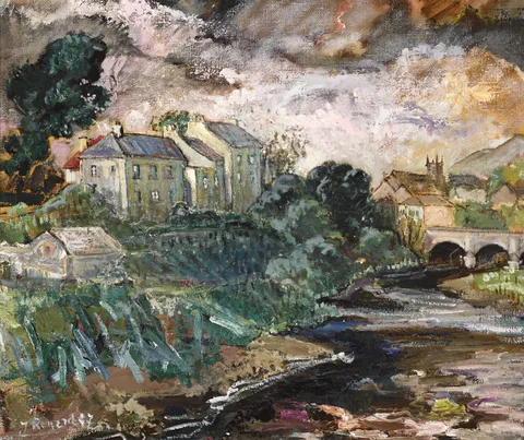 Yann Goulet, VIEW OF THE CARLISLE BRIDGE AND DARGLE RIVER, BRAY, oil on canvas