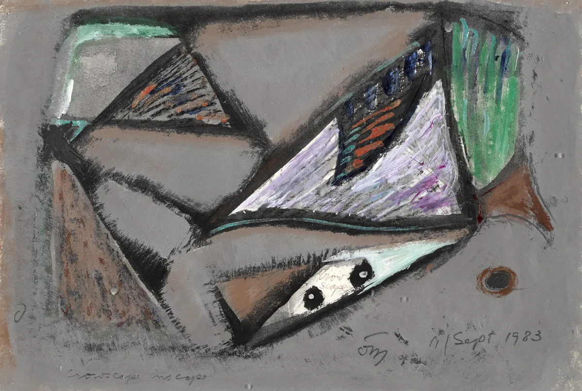 CROWSCAPE INSCAPE by Tony O'Malley, 1983, gouache and metallic paint on paper, sold May 2016
