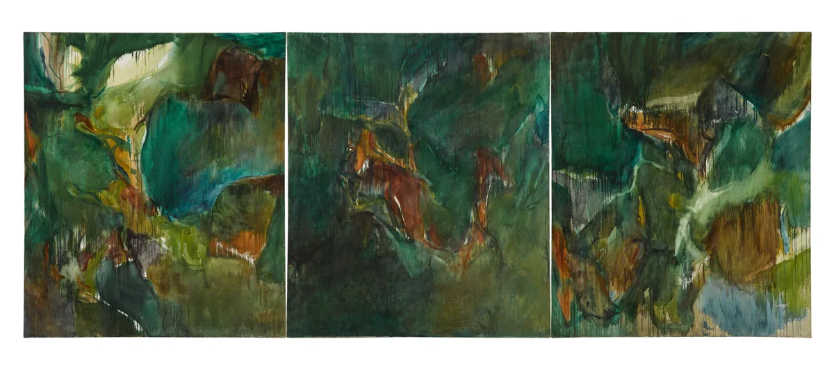 FOREST TRIPTYCH by Barrie Cooke, 1976, oil on canvas; (3), sold May 2016