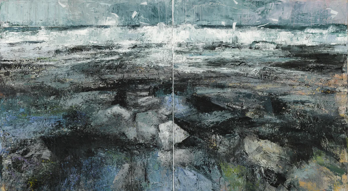 OCEAN FREQUENCY DIPTYCH by Donald Teskey, 2012, oil on canvas, offered May 2016