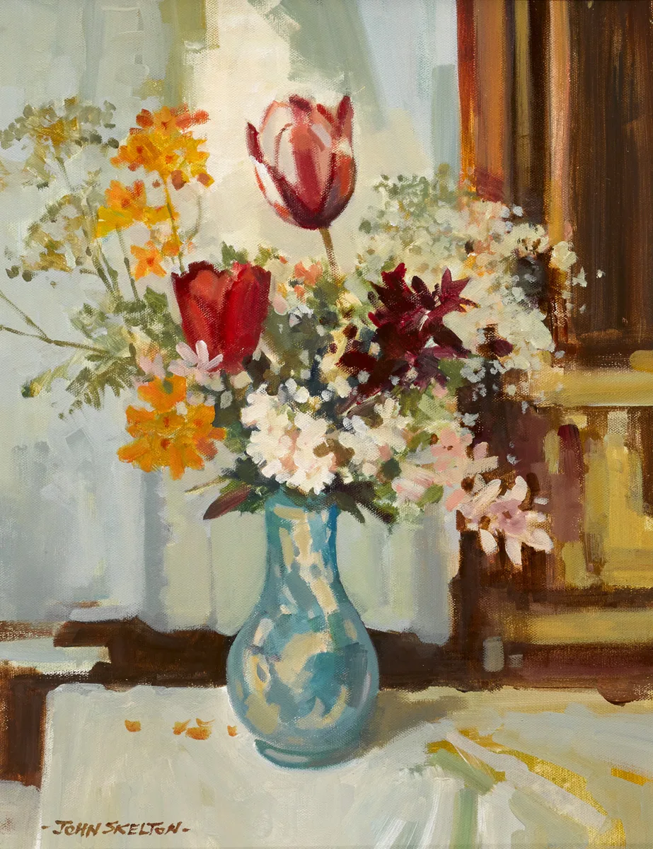 FLOWERS by John Skelton, oil on canvas, sold May 2016