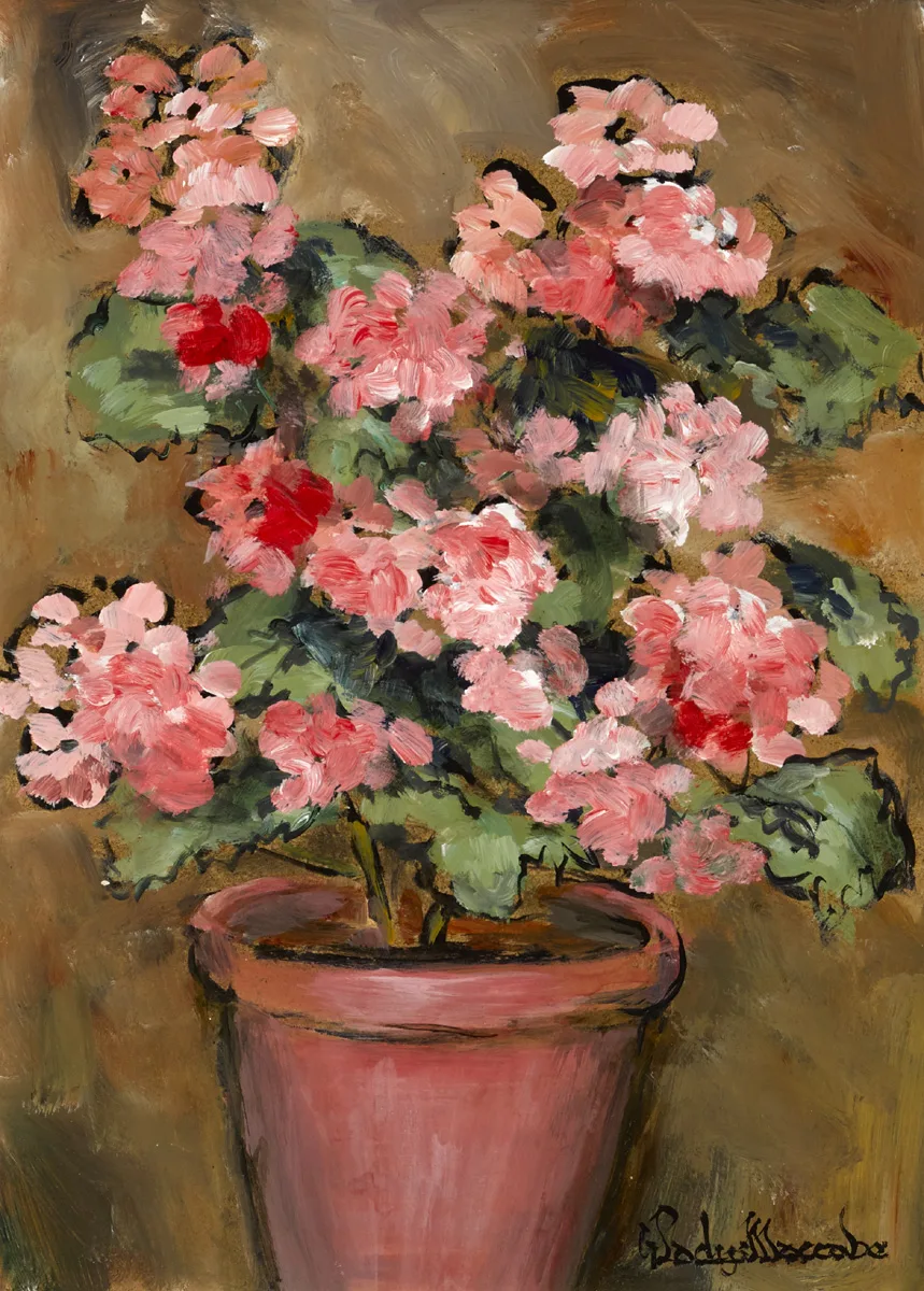 FLOWERS by Gladys Maccabe, oil on board, sold May 2016
