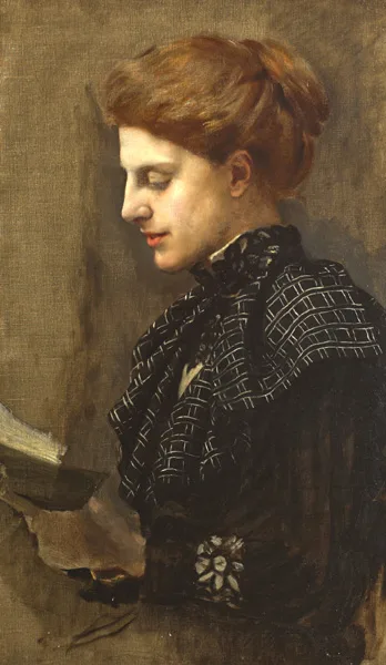 Sarah Cecilia Harrison, PORTRAIT OF A YOUNG LADY READING, oil on canvas