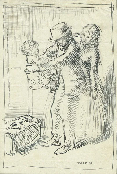 THE RETURN by William Orpen, ink, offered Nov 2014