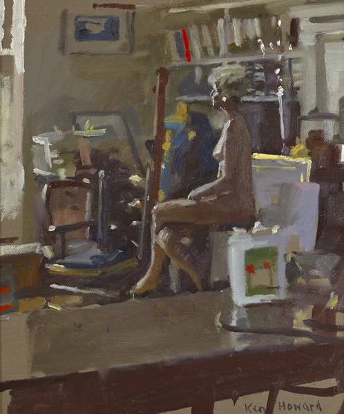 NUDE IN ORPEN' STUDIO by Ken Howard, oil on canvas board, sold Nov 2014