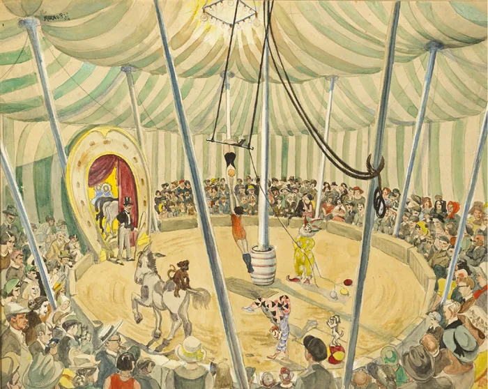 Harry Kernoff, CIRCUS, 1934, watercolour and pencil