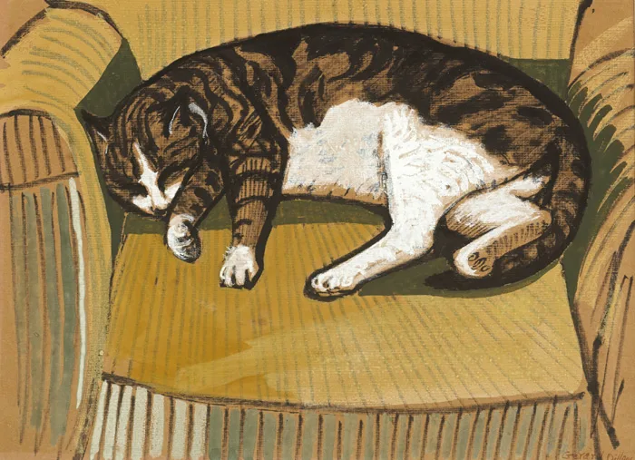 CAT by Gerard Dillon, gouache on buff coloured paper, sold Nov 2014