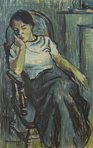 BERYL RESTING by Basil Blackshaw, 1952, gouache on paper, sold Nov 2014