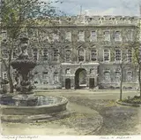 Flora Mitchell, THE HOUSES OF PARLIAMENT, LONDON and COURTYARD OF BARTS HOSPITAL (A PAIR)