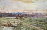 Claude Hayes, CHECKING THE FLOCK AT SUNSET