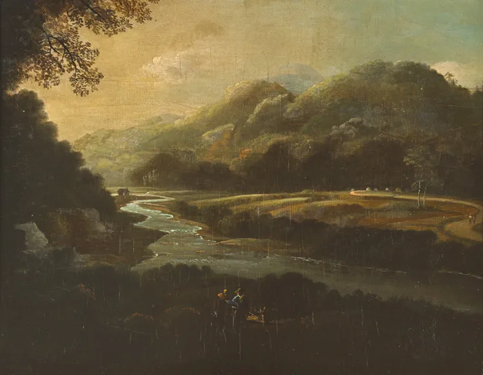 RIVER LANDSCAPE by William Sadler II, oil on panel, sold Nov 2014