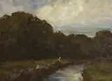 Nathaniel Hone, A FISHERMAN ON A WOODED RIVER BANK