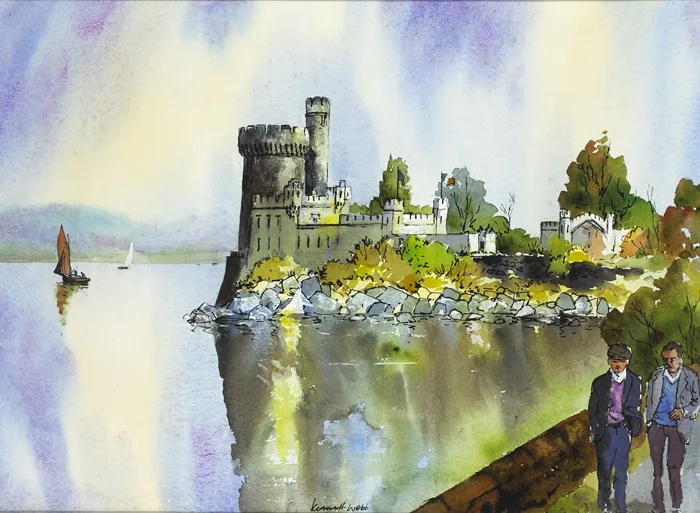 BLACKROCK CASTLE, CORK by Kenneth Webb, watercolour, ink and oil on paper, offered Nov 2014