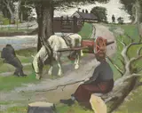 Simon Coleman, HORSE AND CART AND FIGURES RESTING BY A CANAL LOCK