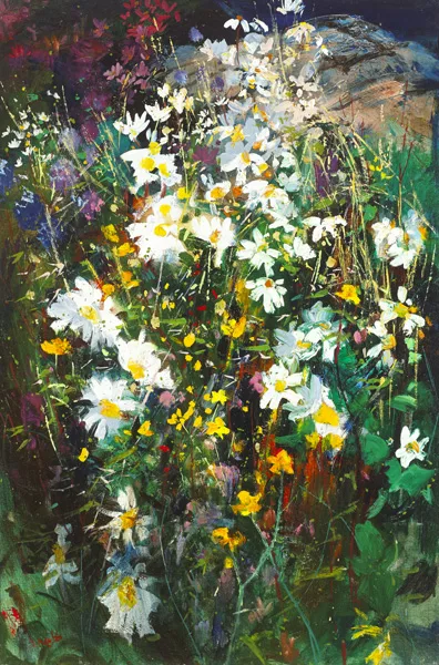 BUTTERCUPS AND DAISIES by Kenneth Webb, oil on canvas, offered Nov 2014