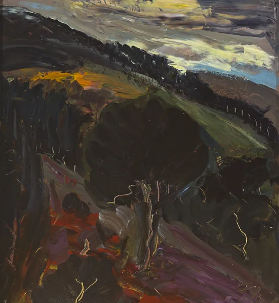 Peter Collis, WICKLOW LANDSCAPE, oil with sgraffito on board