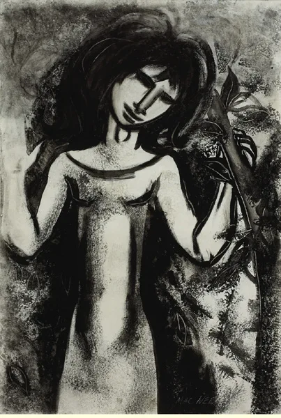 Leslie Mary MacWeeney, GIRL IN THE WOODS, watercolour