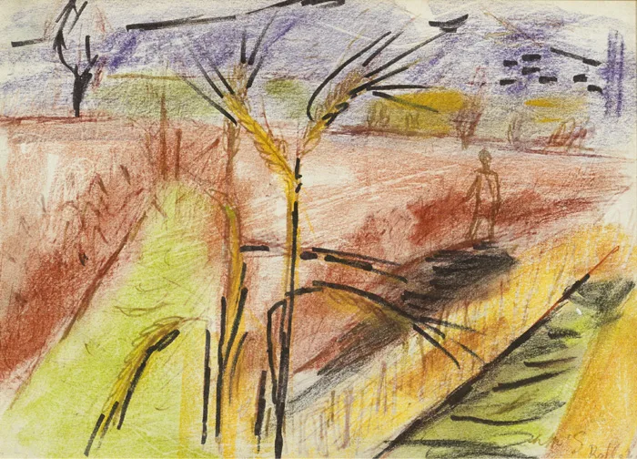 AUGUST AT BALLYMAHON by Norah McGuinness, pastel and watercolour, sold Nov 2014