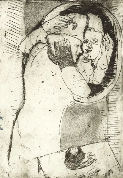 Alice Hanratty, REFLECTION, DOLLS, THREE NUDES, FOUR FIGURES 1974 and MAN WITH BLACK HAT 1972 (SET OF 5), etchings; (5)