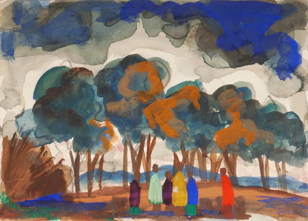CONTINENTAL SCENE by Markey Robinson, gouache and pencil; (unframed), sold Jul 2017