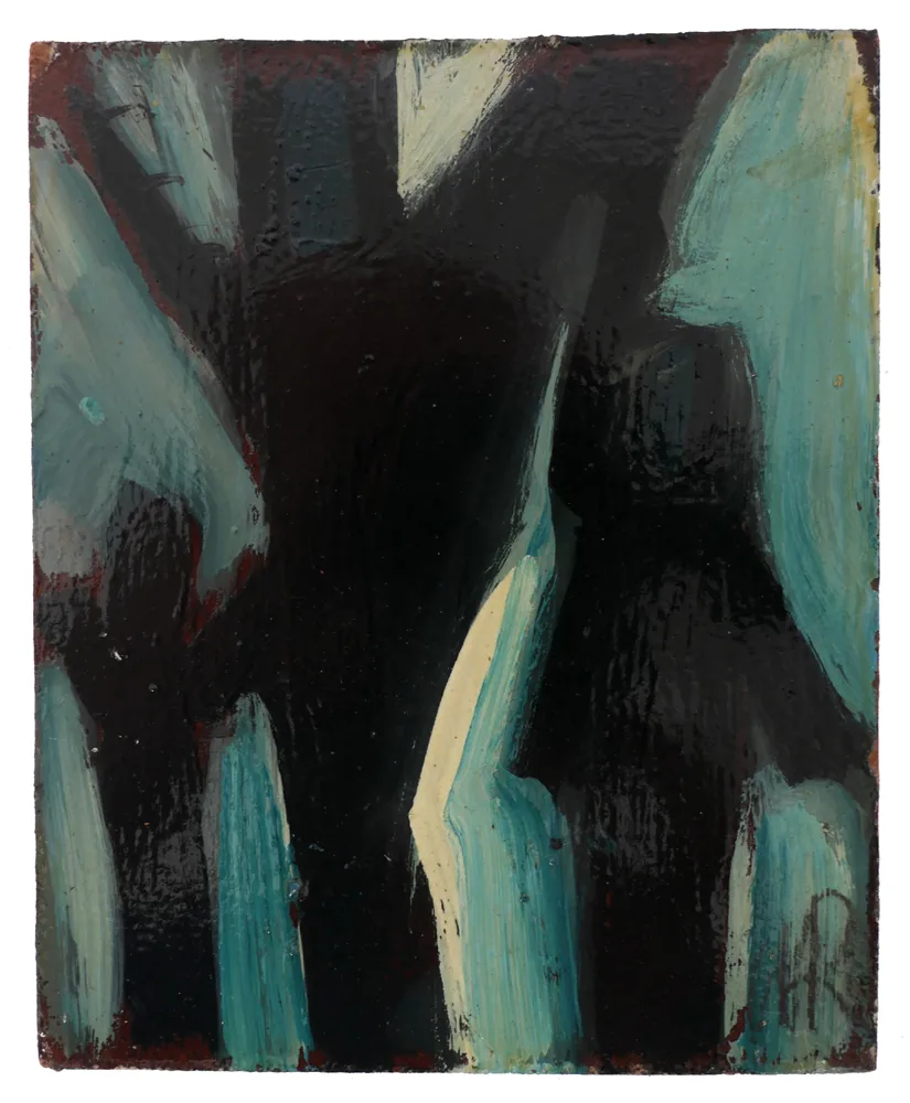 UNTITLED (THREE FIGURES II) by Markey Robinson, oil on board; (unframed), sold Jul 2017