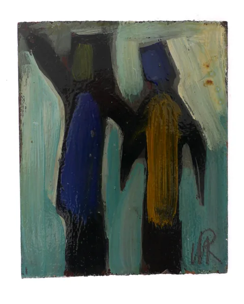 UNTITLED (TWO FIGURES IIII) by Markey Robinson, oil on board; (unframed), sold Jul 2017
