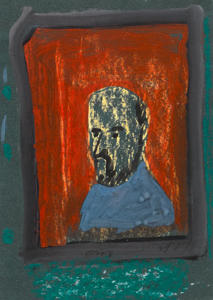 SELF PORTRAIT by Tony O'Malley, 1977, gouache and pastel on paper, sold Jul 2017