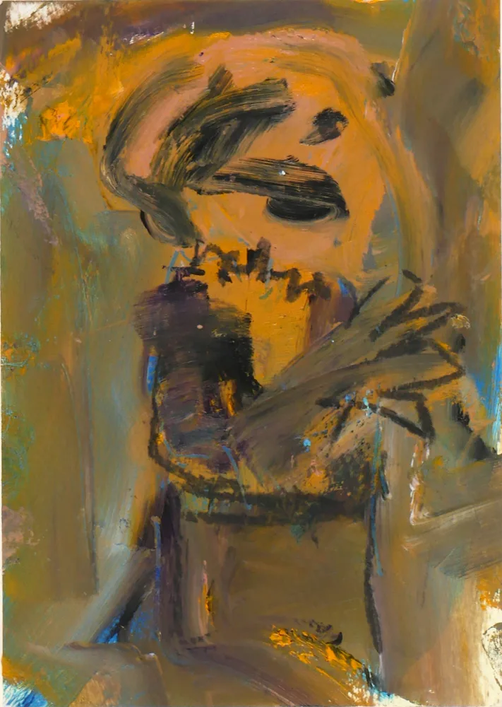SEATED FIGURE by Basil Blackshaw, oil on paper, sold Jul 2017
